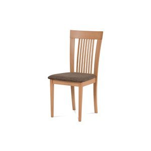 - Jídelní židle, masiv buk, barva buk, látkový hnědý potah - BC-3940 BUK3