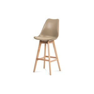 - Barová židle, cappuccino plast+ekokůže, nohy masiv buk - CTB-801 CAP