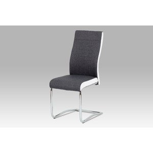 - Jídelní židle šedá látka + bílá koženka / chrom - DCL-428 GRWT2