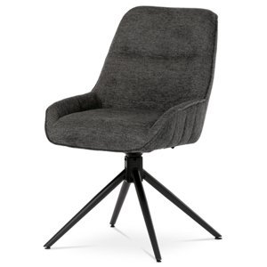 Židle jídelní a konferenční, tmavě šedá látka, černé kovové nohy, otočný mechanismus