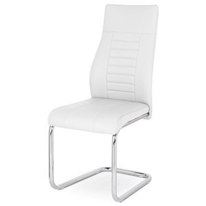 Jídelní židle, bílá koženka / chrom