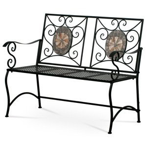 - Zahradní lavice, keramická mozaika, kovová kontrukce, černý matný lak (typově ke - JF2227