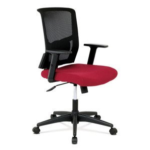Kancelářská židle, látka vínová + černá, houpací mechnismus