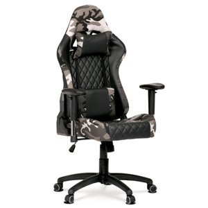 Kancelářská židle, maskáčová látka látka a černá koženka, houpací mech, kříž plast
