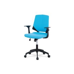 Juniorská kancelářská židle, potah modrá látka, černý plast, houpací mechanismus