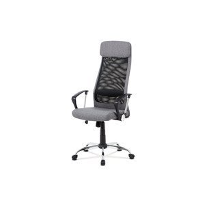 - Kancelářská židle, šedá látka a černá síťovina MESH, houpací mech., kovový kříž - KA-V206 GREY