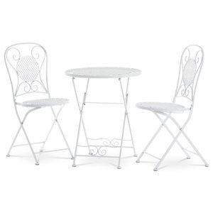 Zahradní set, stůl + 2 židle, kov, bílý lak (designově k lavici JF2237)