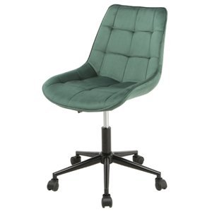 Pracovní židle, zelená sametová látka, výškově nastav., černý kovový kříž
