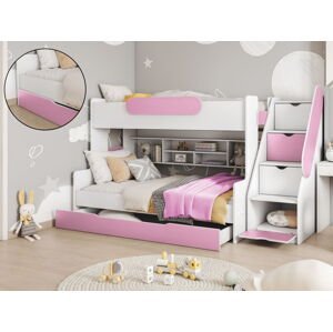 MebloBed Patrová postel Segan s úložným prostorem Růžová, bez matrací