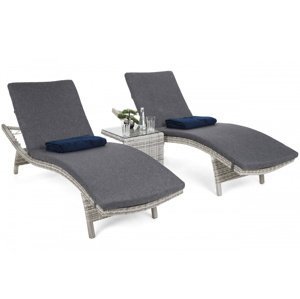 Home&Garden Sestava lehátek Marbella Light Grey / Grey Melange + stolek