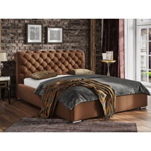 Comforteo Postel Manchester 180x200 cm, zvýšené čelo 120 cm, verze standard, s úložným prostorem + zvedací rošt, nožky dřevěné - olše, Lotos 02