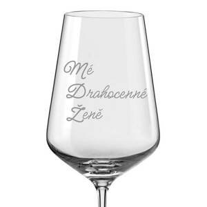 Pískovaná sklenice na víno Mé drahocenné ženě