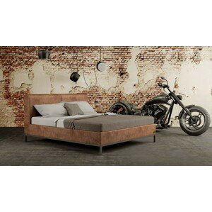 Materasso INDUSTRY - designová postel s čalouněným čelem (typ potahu A), celočalouněná + MDF deska