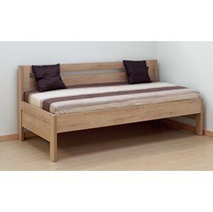 BMB TINA 90 x 200 cm kvalitní lamino postel bez područek oblé rohy imitace dřeva dub Bardolino - SKLADEM, lamino
