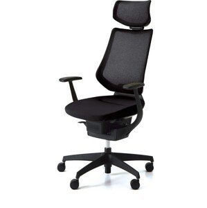 Kokuyo Japonská aktivní židle - Kokuyo ING GLIDER 360° - černá kostra s podhlavníkem, plast + textil
