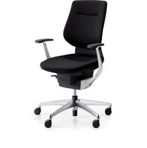 Kokuyo Japonská aktivní židle - Kokuyo ING GLIDER 360° čalouněná černá - černá, plast + textil + kov
