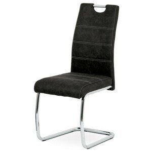 Autronic Moderní jídelní židle s pohupem - černá látka v dekoru kůže - 44 x 98 x 60 cm, textil + kov