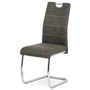Autronic Moderní jídelní židle s pohupem - šedá látka v dekoru kůže - 44 x 98 x 60 cm, textil + kov