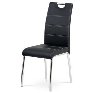 Autronic Moderní jídelní židle se čtyřnohou podnoží - černá ekokůže - 43 x 98 x 57 cm, ekokůže + kov