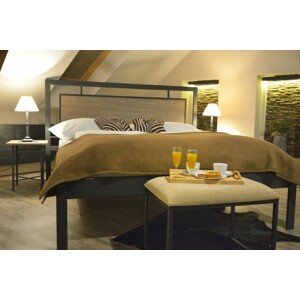 IRON-ART ALMERIA dub - kovová postel s dřevěným čelem 140 x 200 cm, kov + dřevo