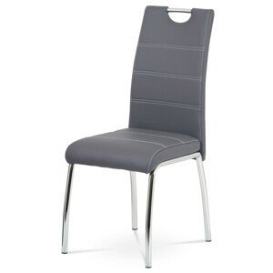 Autronic Moderní jídelní židle se čtyřnohou podnoží - šedá ekokůže - 43 x 98 x 57 cm, ekokůže + kov