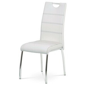 Autronic Moderní jídelní židle se čtyřnohou podnoží - bílá ekokůže - 43 x 98 x 57 cm, ekokůže + kov