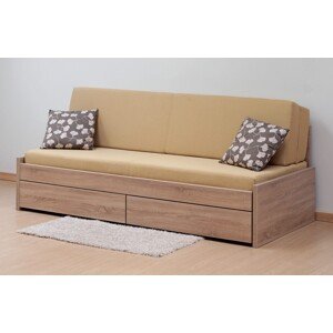 BMB TANDEM JORA 90/180 - 200 cm - rozkládací postel s roštem a úložným prostorem - bez područek - imitace dřeva dub Bardolino - SKLADEM, lamino