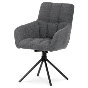 Autronic Otočná jídelní židle - šedá - 62 x 93 x 64 cm, textil + kov