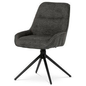 Autronic Otočná jídelní židle s madlem - tmavě šedá - 53 x 84 x 63 cm, textil + kov