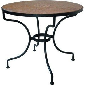 IRON-ART ST. TROPEZ - stabilní kovový stůl Ø 90 cm - se stolovou deskou - travertin, kov