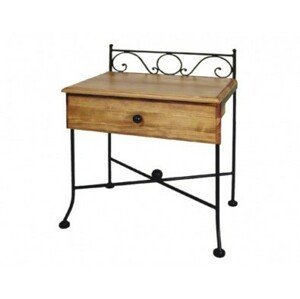 IRON-ART Noční stolek ROMANTIC - se zásuvkou, kov + dřevo