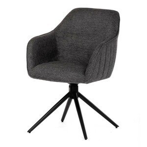 Autronic Otočná jídelní židle s madlem - tmavě šedá - 59 x 85 x 63 cm, textil + kov