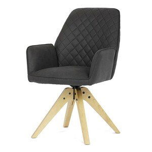 Autronic Otočná jídelní židle - černá - 59 x 89 x 65 cm, textil + dřevo + kov