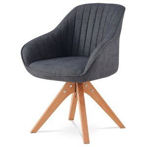 Autronic Otočná jídelní a konferenční židle - šedá - 62 x 83 x 61 cm, textil + dřevo + kov