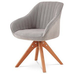 Autronic Otočná jídelní a konferenční židle - šedobílá - 62 x 83 x 61 cm, textil + dřevo + kov