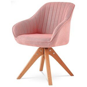 Autronic Otočná jídelní a konferenční židle - růžová - 62 x 83 x 61 cm, textil + dřevo + kov