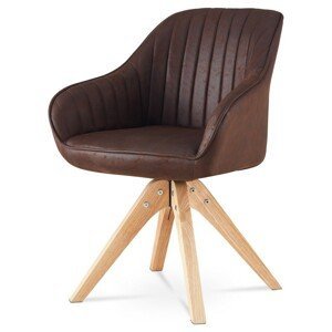 Autronic Otočná jídelní a konferenční židle - hnědá - 62 x 83 x 61 cm, textil + dřevo + kov