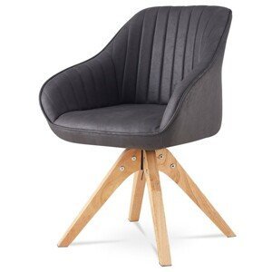 Autronic Otočná jídelní a konferenční židle - šedá - 62 x 83 x 61 cm, textil + dřevo + kov