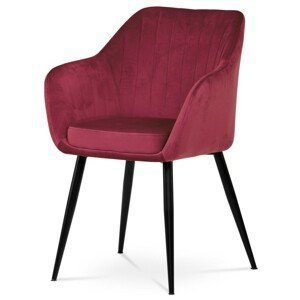 Autronic Jídelní židle - tmavě červená - 58 x 84 x 57 cm, textil + kov