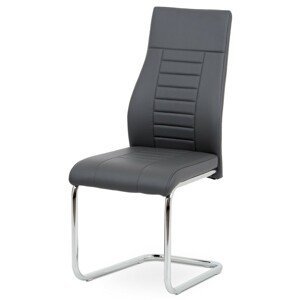 Autronic Moderní jídelní židle s pohupem - šedá ekokůže - 44 x 100 x 59 cm, ekokůže + kov