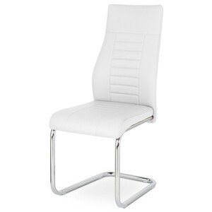 Autronic Moderní jídelní židle s pohupem - bílá ekokůže - 43 x 101 x 56 cm, ekokůže + kov