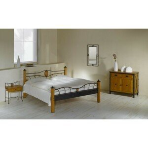 IRON-ART STROMBOLI - robustní kovová postel 140 x 200 cm, kov + dřevo