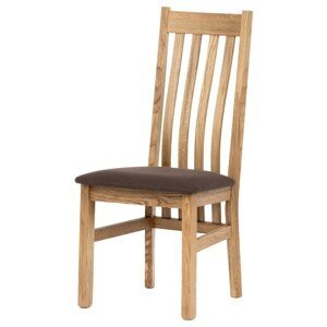 Autronic Jídelní židle - z masivu dub s hnědým potahem, dřevo + textil