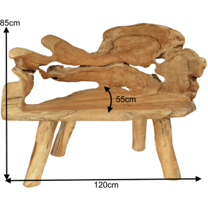 FaKOPA s. r. o. ROOT - záhradní dřevěná lavice z teaku 120 cm, teakový kořen