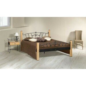 IRON-ART ALTEA - půvabná kovová postel 90 x 200 cm, kov + dřevo
