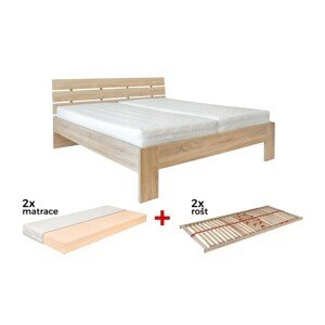Ahorn Set IVONA - variabilní kombinace postele 180 x 200 cm, roštů a matrací - set postel + 2 rošty v demontu + 2 matrace Multia, lamino, snímatelný potah
