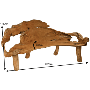 FaKOPA s. r. o. ROOT - záhradní lavice z teaku 192 cm, teakový kořen