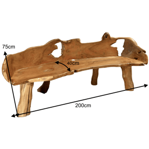 FaKOPA s. r. o. ROOT - originální záhradní lavice z teaku 200 cm, teakový kořen