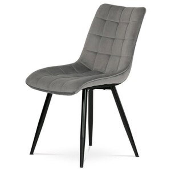 Autronic Jídelní židle - v šedém sametu - 49 x 87 x 62 cm, textil + kov