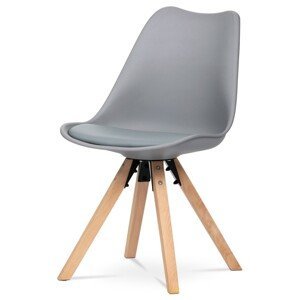 Autronic Jídelní židle - šedá - 47 x 77 x 59 cm, ekokůže + plast + kov + drevo